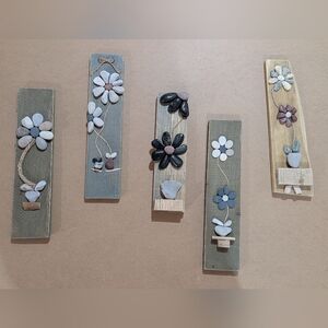 Up cycled Handmade Decorative Pebble Flower Wall Art - Neutral Gray & Cream